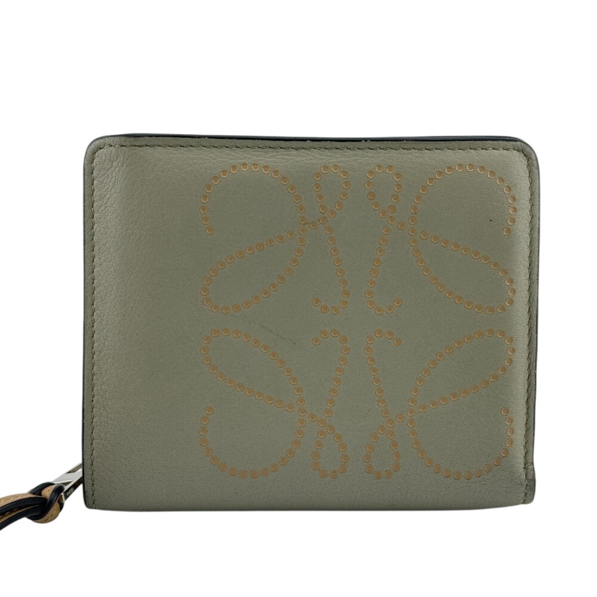Loewe Anagram Compact Wallet, Snap Button Closure, Zippered Coin Purse, Logo,...